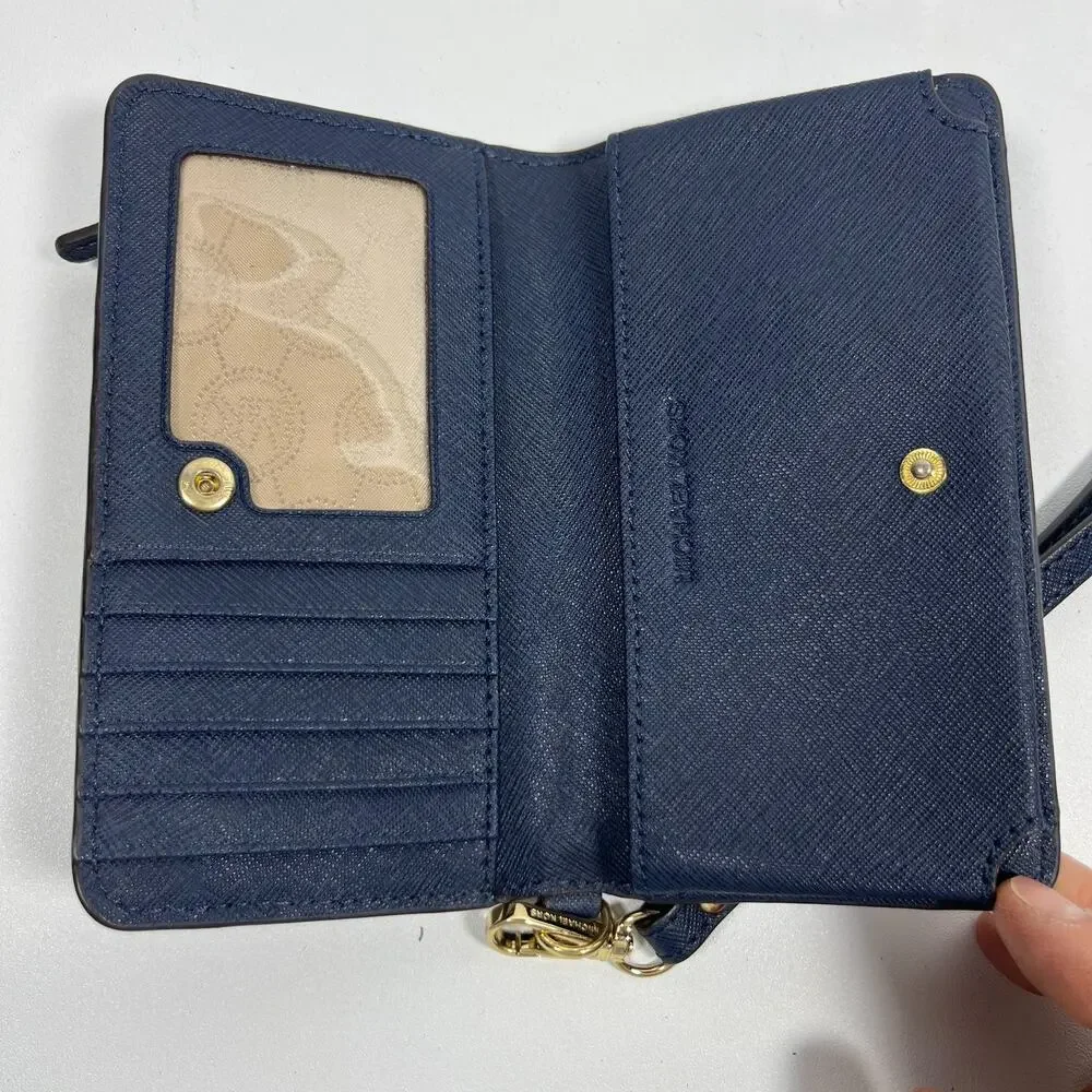MICHAEL KORS Wallet Jet Set Travel Saffiano Leather Smartphone Wristlet Blue
